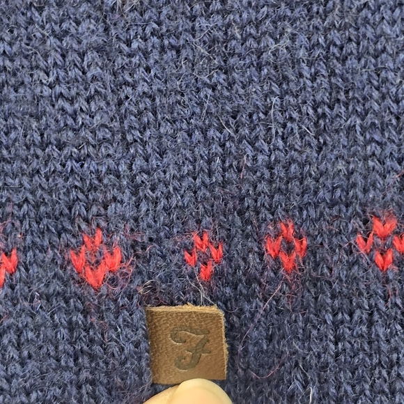 Farah Falcon Vintage 100% Wool Men's Fairisle Shawl Collar Cardigan Sweater S - Picture 7 of 12